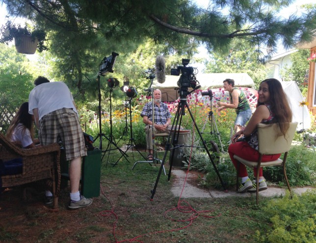 'Canada's Dark Secret' documentary crew interviewing former RCMP officer Ron Shortt in Powassan, Ontario