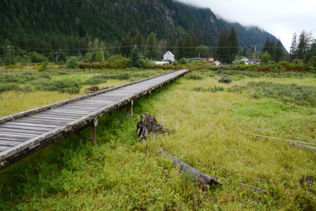 A view of the old mining town of Stewart, British Columbia, Canada