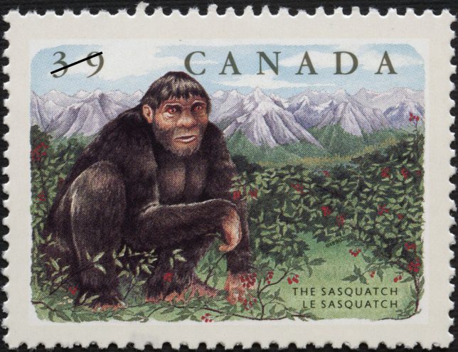 Image of a Sasquatch postage stamp from Canada